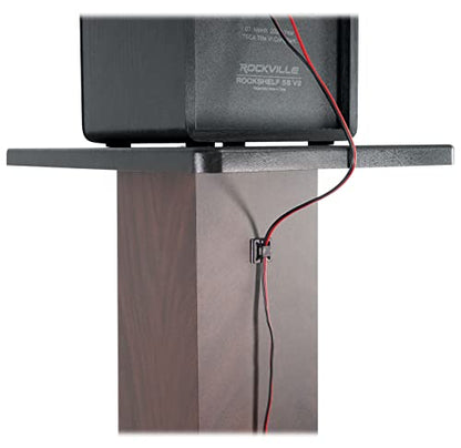Rockville SS36D Dark Wood Grain 36" Solid Home Speaker Stands Pair, 100 Lbs | Solid MDF Wood, Not Hollow, Isolation Pads, Brass and Rubber Spikes, 2 Top Platform Sizes, No Sand Needed, Cable Management - color: Dark Wood
