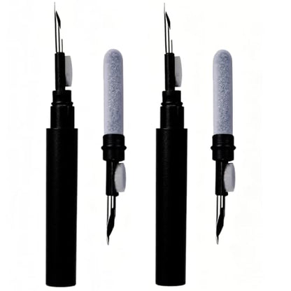 2-Pack Cleaning Brush Pen Set for Earbuds and Phones, Plastic Compact Cleaner Tool with Metal Tip (Black) - color: Black