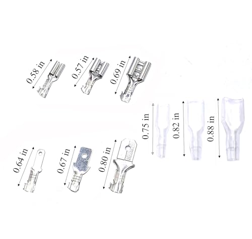 630 Pcs 2.8/4.8/6.3mm Speaker Wire Connectors with Insulating Sleeve, Quick Splice Male and Female Spade Terminal Assortment Kit for Electrical Wiring, Silver and Gold Each 315Pcs