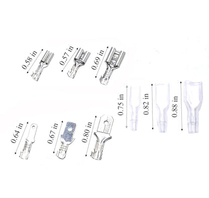 630 Pcs 2.8/4.8/6.3mm Speaker Wire Connectors with Insulating Sleeve, Quick Splice Male and Female Spade Terminal Assortment Kit for Electrical Wiring, Silver and Gold Each 315Pcs