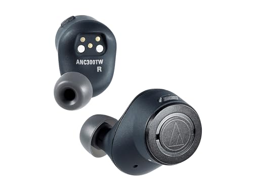 Audio-Technica ATH-ANC300TW QuietPoint Wireless Active Noise-Cancelling in-Ear Headphones, Black