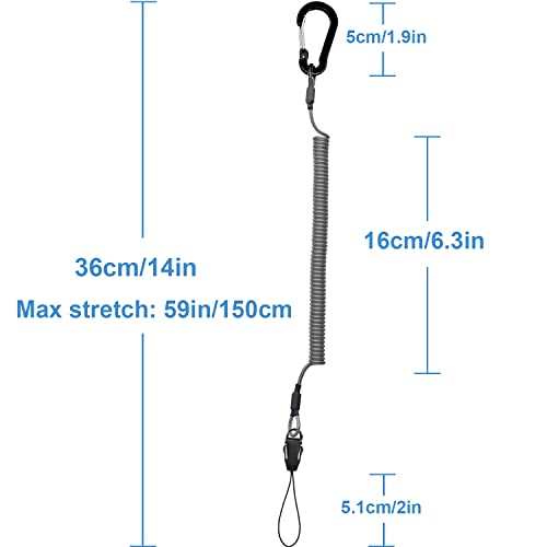 Lix&Rix Retractable Coiled Lanyards with Detachable Buckle | Quick Release Carabiner Clips - color: Black 3pcs