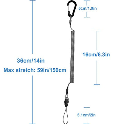 Lix&Rix Retractable Coiled Lanyards with Detachable Buckle | Quick Release Carabiner Clips - color: Black 3pcs