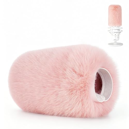 Windscreen/Pop-Filter for Hyperx QuadCast S Microphones -Foam Mic Cover for Filtering Wind Noise, Plosives and Hissing Noise (Furry-Pink)