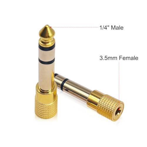 Nadadora 2 Pack 6.35mm to 3.5mm Stereo Audio Adapter Male to Female | 1/4 to 1/8 headphone jack converter for guitar, amp, mixer, speaker, earphones and AUX audio devices