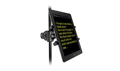 IK Multimedia iKlip Xpand Tablet Holder for mic Stands, fits iPad and Android Tablets Between 7" to 12.9" with an Adjustable 360° Swivel and Soft-Touch fit - size: Tablet