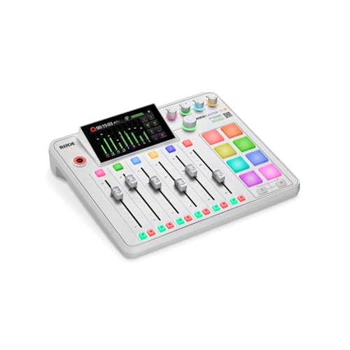 Rode RODECaster Pro II Integrated Audio Production Studio (White) Bundled with (2) Podcast Mic Packs + 128GB Micro-SD Card + Cleaning Cloth (4 Items)