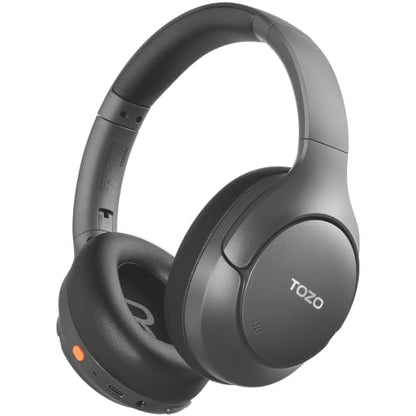 TOZO HT3 Hybrid Noise Cancelling Wireless Headphones, 90H Over Ear Headset | Hi Res Audio, AI Voice Assistant, Dual Device Connection, 32 Custom EQs, Built In 5 Mics, ANC, Foldable, Bluetooth 6.0 - color: Gray