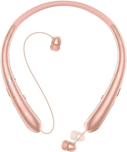 Auto Retractable Earbuds Earphone Neckband Bluetooth Headphones 9D Surround Sound HiFi Stereo Neck Hanging ENC Noise Reduction 10H Music Time IPX5 Waterproof Ultra-Lightweight Comfort for Sports - color: Pink