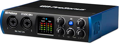 PreSonus Studio 24c 2x2, 192 kHz, USB Audio Interface with Studio One DAW Recording Software | USB Audio Interface with Studio One DAW Recording Software