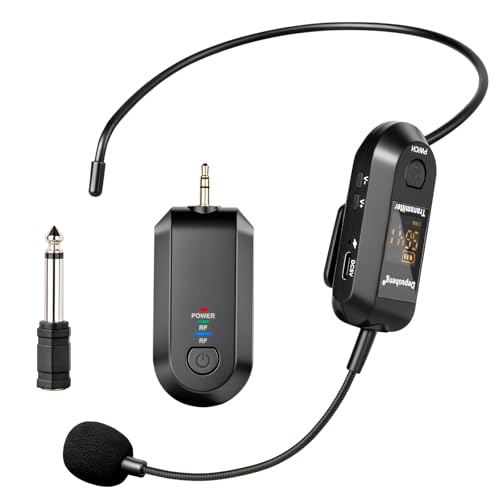 Depusheng 2.4G Wireless Microphone Headset,Lavalier and Handheld Mic 160ft Range,with 1/8''&1/4'' Plug for PA System,Voice Amplifier (1 Headset Microphone) - size: 1 Headset microphone
