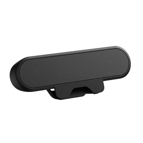 Computer Speaker, USB Powered Desktop Speakers with Clamp, Wired PC Soundbar for Monitor, HD Stereo Audio with Volume Control, Black