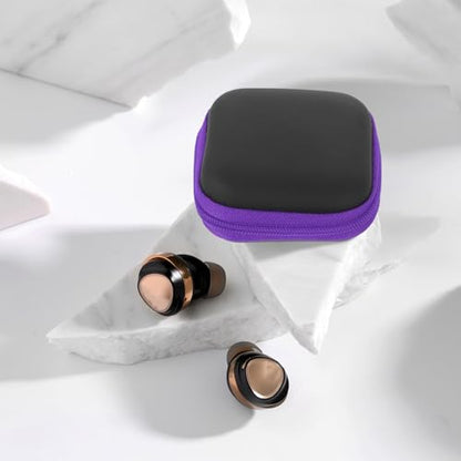 Portable Earbuds Carrying Case with Cable Organizer Bag for Travel, Eva Hard Shell Ear Buds Storage Pouch in Purple, Compatible with Wired Earphones and Chargers