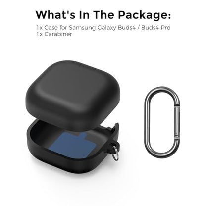 AhaStyle Silicone Case for Samsung Galaxy Buds4 and Galaxy Buds4 Pro (2026) | Skin-Friendly Soft Touch, Full Protection, Shockproof, Wireless Charging, Galaxy Buds4 Series Accessories, for Men Women - color: Galaxy Buds4/Buds4 Pro, Black