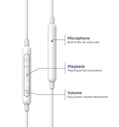 Thore Wired in Ear Headphones for iPhone Xr, Xs Max, iPhone 11, 12, 13, 14 Pro Max Earphones with Mic - Lightning MFi Certified by Apple Earbuds with Remote Microphone + Volume Control (V100) - color: Rose Gold