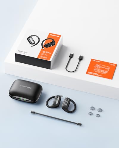 truefree DS1 Open-Ear Headphones, Bluetooth 6.0 Wireless Earbuds | Ear Hooks, Spatial Sound, 4 Mics Clear Calls, 40H Playtime, Multipoint Connection, IPX5-Rated for Sports, Snug Fit