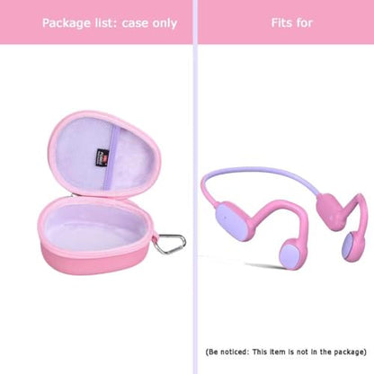 FBLFOBELI Kids Headphone Case for BAICLUD/Mehomeli/JusTalk/iClever/LOBKIN | Hard EVA Shell, Kids Bluetooth Air Conduction Open Ear Headphones Case, Shockproof & Water-Resistant, Pink - color: Pink