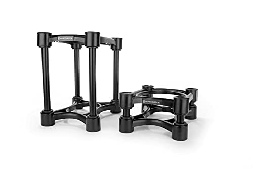 IsoAcoustics Iso-Stand Series Speaker Isolation Stands with Height & Tilt Adjustment: Iso-155 (6.1” x 7.5”) Pair - size: Iso-155 (15.5 x 19 cm)