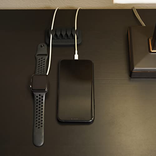 Desktop Cable Organizer, Weighted, Eco-Friendly Silicone, No Bad Smell, Bundled with 4 Reusable Cable Ties (Black) - color: Black, Small