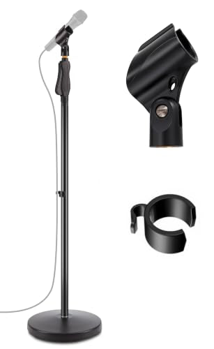 Pyle Universal Microphone Stand - M-6 Mic Mount Holder and Height Adjustable from 27.5” to 57.5” Inch High w/Compact Round Base Plate - Quick Setting Lock-Tight Knob Lightweight and Reliable PMKS40 - color: Black