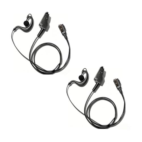 G Shape Earpiece with Mic PTT Compatible with Kenwood Radios NX-200 NX-210 NX-300 NX-3200 NX-3300 NX-410 NX-411 NX-5200 NX-5300 NX-5400 TK-2180 TK-3180 Walkie Talkie Two Way Radio 2Pack