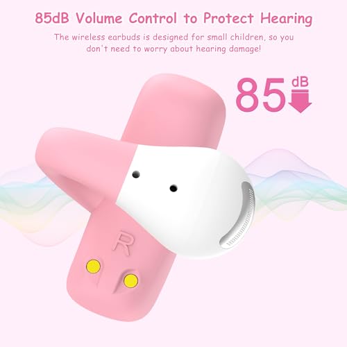 BANIGIPA Kids True Wireless Earbuds, Open Ear Headphones for Boy Girl Teen - color: Pink