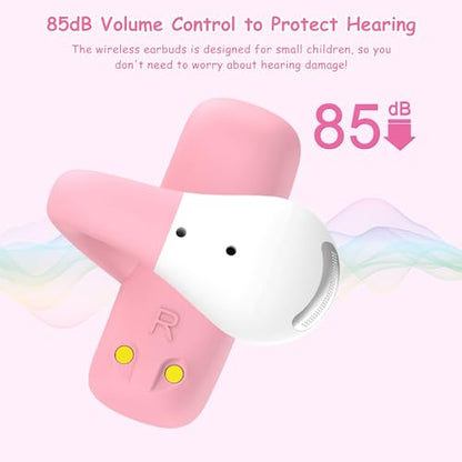 BANIGIPA Kids True Wireless Earbuds, Open Ear Headphones for Boy Girl Teen - color: Pink