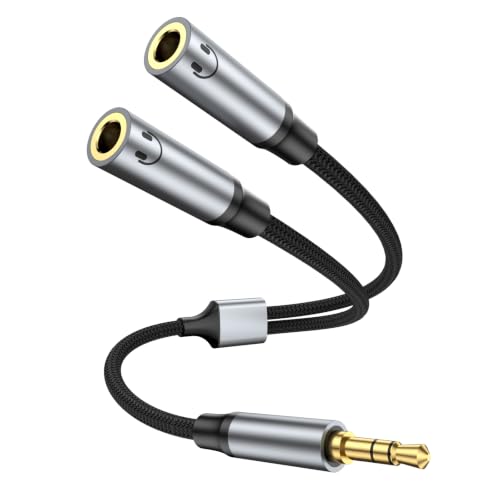 3.5mm Headphone Splitter, Aux Audio Stereo Y Splitter Extension Cable Male to Female Dual Headphone Jack Adapter for Switch 2/PS4/PS5 iPhone iPad, Tablet, Laptop.