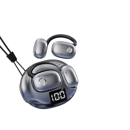 Outer Out Of Over Ear open earbuds Wireless Bluetooth Outside The Ear For Ows Hanging Earphones 5.4 Bluetooth Outer out of open ear Wireless headphones AIR Bone Conduction Earbuds Over the Ear Buds - color: Silver