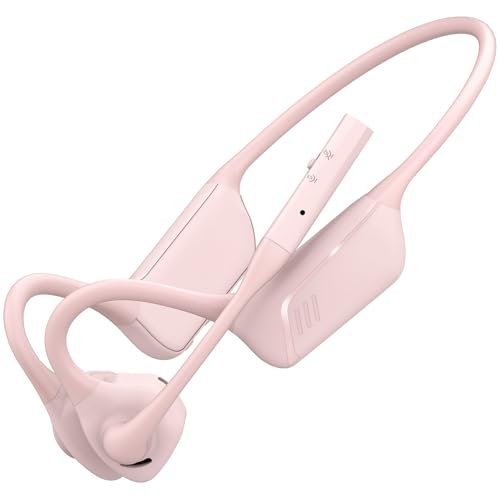 Open-Ear Headphones with Mic, Bluetooth Headphones,Truck Driver Headset | Wireless Bluetooth Headset with Noise Canceling Mic & Mute Button for Work Calls ，Sports, Drive and Meetings - color: PINK