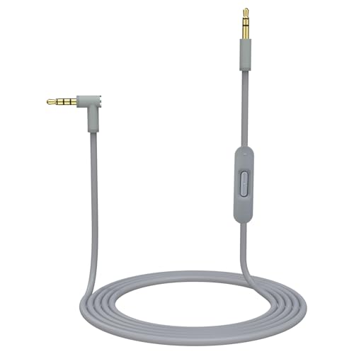 Replacement Audio Cable Cord Wire with in-line Microphone and Control Compatible with Beats Headphones Solo, Studio, Pro, Detox, Wireless Headphones(Gray) - color: Gray