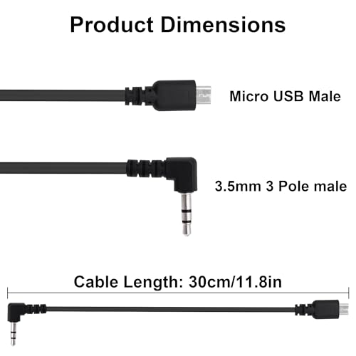 Micro USB to 3.5mm Stereo AUX Audio Cable Adapter 30cm