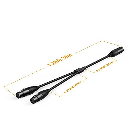 Balanced XLR Splitter Dual XLR Female to 1XLR 3Pin XLR Y-Split Patch Cable | 2XLR to 1XLR 3Pin Microphone Splitter for Studio Preamp,Equzalizer, speaker, Patch Bay, Studio Harmonizer, 1-feet - size: 1 Male XLR to 2 Female XLR, style: 2 Pack