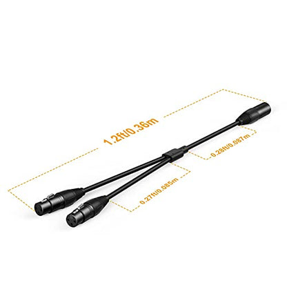 Balanced XLR Splitter Dual XLR Female to 1XLR 3Pin XLR Y-Split Patch Cable | 2XLR to 1XLR 3Pin Microphone Splitter for Studio Preamp,Equzalizer, speaker, Patch Bay, Studio Harmonizer, 1-feet - size: 1 Male XLR to 2 Female XLR, style: 2 Pack