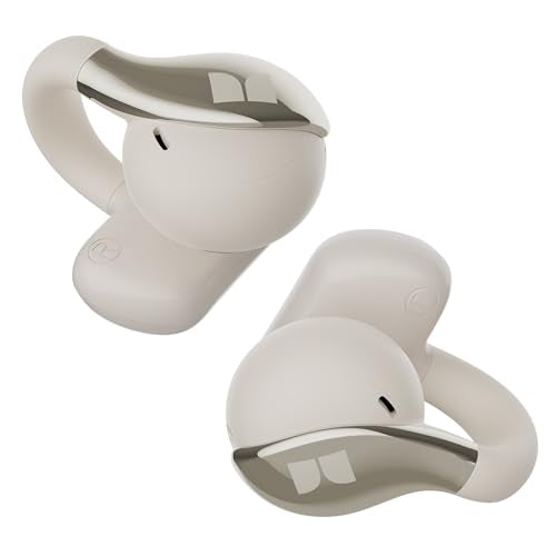 Monster Open Ear AC225 Earbuds, Stereo Sound, Bluetooth 6.0 Open Ear Headphones, Lightweight Comfort Clip-On Earbuds with ENC Mic for Clear Calls, 36H Playtime, Touch Control, IPX6 Waterproof, White