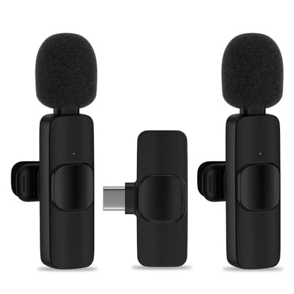 USB C Wireless Lavalier Microphone for iPhone 17 16 Pro Max 16e 15,Samsung | Galaxy S26 S25 A16 S24,Noise Reduction Mini Lapel Mic Clip on,Lav Mic on Video Recording,Tiktok,Youtube,Vlog,Live Streaming