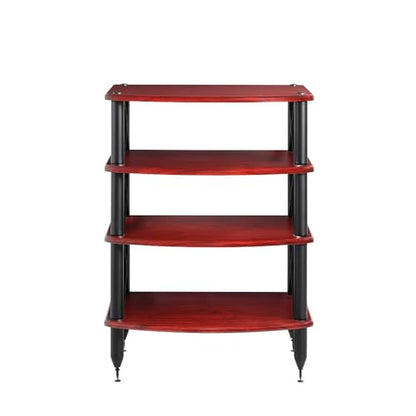 Pangea Audio Vulcan X Four Shelf Audio Rack Media Stand, and Components Cabinet Rosenut Red - color: Rosenut Red
