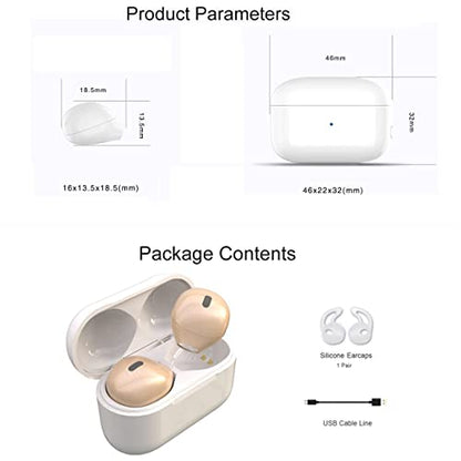 Mini Wireless Bluetooth Earbuds with Microphone,Invisible Bluetooth Headphones for Women and Small Ears with Touch Control, IPX5 Waterprof, Battery Case(Beige) - color: Beige