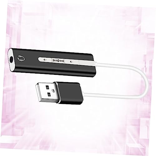 OSALADI USB External Sound Card with Surround Sound for Mic and Earphone Adjustable Volume for Computer Use Black