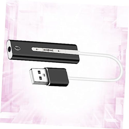 OSALADI USB External Sound Card with Surround Sound for Mic and Earphone Adjustable Volume for Computer Use Black