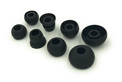 Black Replacement Earbud Tips for Powerbeats 3, Powerbeats 2, Small, Medium, Large, Double Flange - color: Black