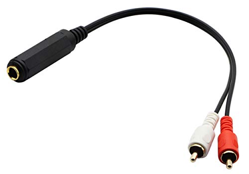 6.35mm to 2 RCA Y Splitter Cable, Gold-Plated 6.35mm (1/4 inch) TRS Female to 2 (Dual) RCA Male Stereo Audio Y Splitter Extension Adapter Cable (12Inch/30CM) - color: White