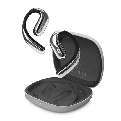 Oladance OWS Pro Open-Ear True Wireless Headphones, 16-Hour Playtime | Bluetooth 5.3, Dual-Device Connectivity, Amplifier Chip, Virtual Bass, Liquid Silicone, Titanium Frame, Comfortable Fit - color: Silver