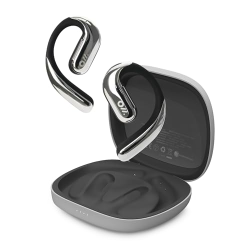 Oladance OWS Pro Open-Ear True Wireless Headphones, 16-Hour Playtime | Bluetooth 5.3, Dual-Device Connectivity, Amplifier Chip, Virtual Bass, Liquid Silicone, Titanium Frame, Comfortable Fit - color: Silver