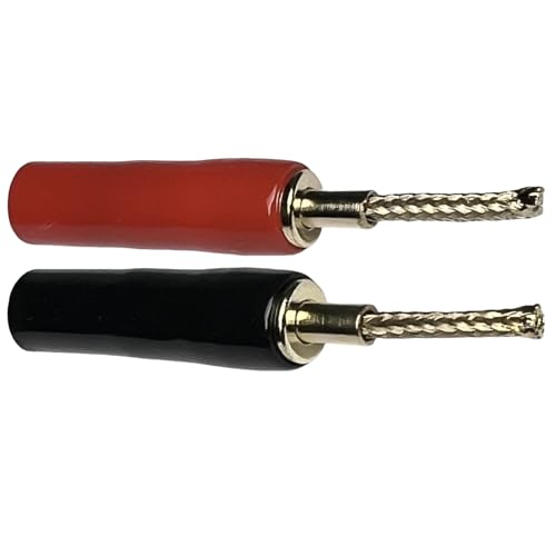 CESS 2mm Flex Pin Braided Banana Plug, Gold Plated, 4 Pairs | Black and Red colors make connections easy to identify.