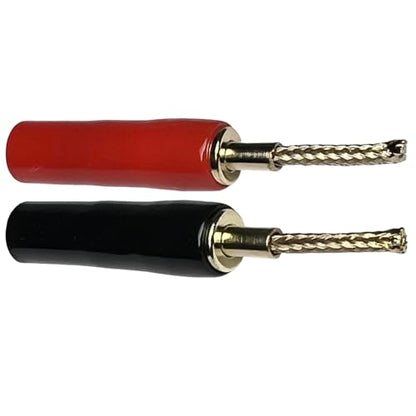 CESS 2mm Flex Pin Braided Banana Plug, Gold Plated, 4 Pairs | Black and Red colors make connections easy to identify.