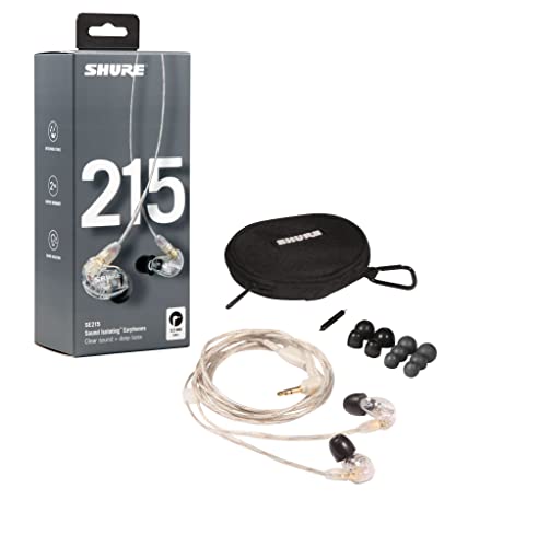 Shure SE215 PRO Wired Earbuds, Professional Sound Isolating Earphones with Clear Sound, Deep Bass, Secure in-Ear Fit, Carrying Case, Clear (Pack of 12) - size: One Size (Pack of 12)