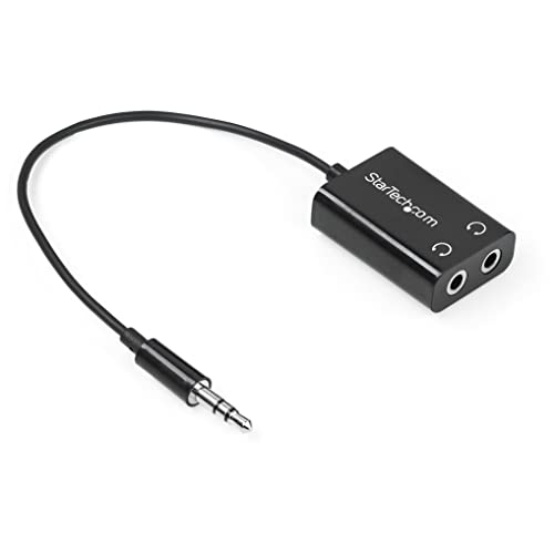 StarTech.com Black Slim Mini Jack Headphone Splitter Cable Adapter - 3.5mm Audio Mini Stereo Y Splitter - 3.5mm Male to 2x 3.5mm Female (MUY1MFFADP) - size: Adapter, style: Black