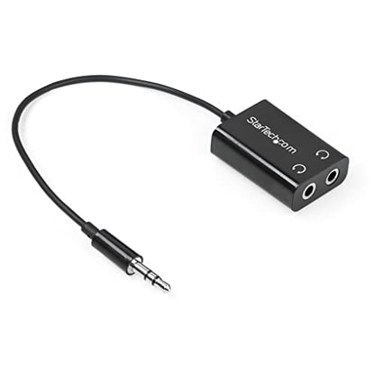 StarTech.com Black Slim Mini Jack Headphone Splitter Cable Adapter - 3.5mm Audio Mini Stereo Y Splitter - 3.5mm Male to 2x 3.5mm Female (MUY1MFFADP) - size: Adapter, style: Black