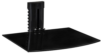Mount-It! Floating TV Shelf, Tempered Glass, Aluminum Frame, Black - style: 1-shelf